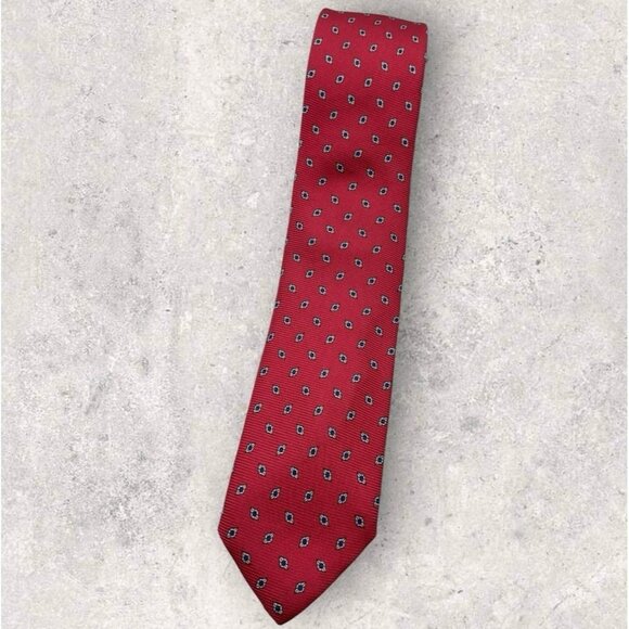 POLO RALPH LAUREN Silk Tie USA Red Blue Geometric W:3" EUC - Picture 1 of 6